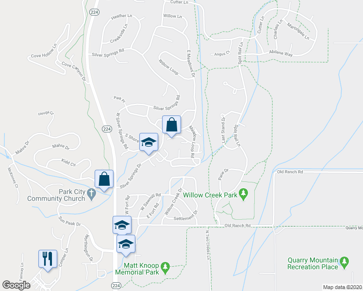 map of restaurants, bars, coffee shops, grocery stores, and more near 1389 Silver Meadows Drive in Park City