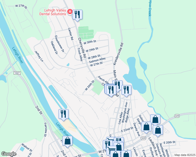 map of restaurants, bars, coffee shops, grocery stores, and more near 2525 Cherryville Road in Northampton
