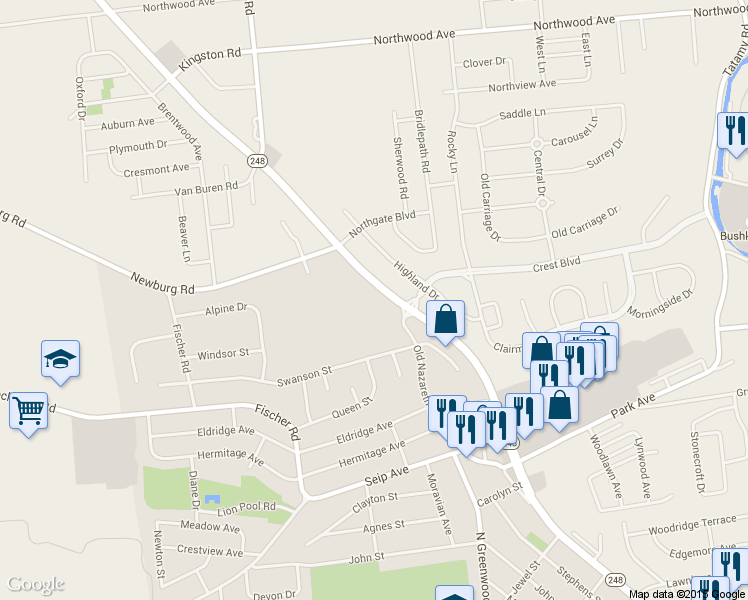 map of restaurants, bars, coffee shops, grocery stores, and more near 3266 Nazareth Road in Easton