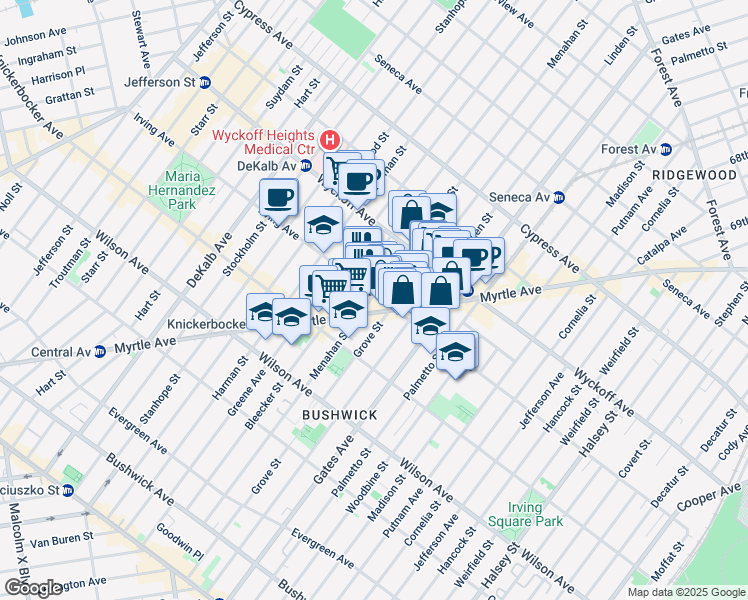 map of restaurants, bars, coffee shops, grocery stores, and more near in Brooklyn