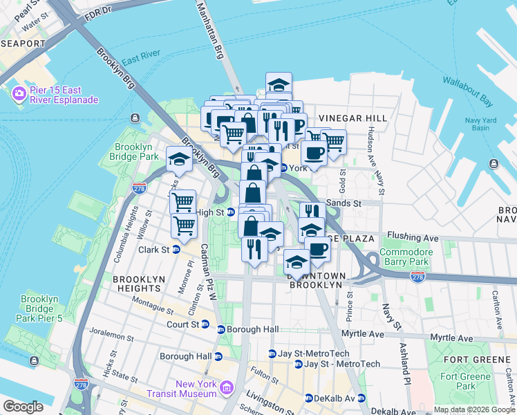 map of restaurants, bars, coffee shops, grocery stores, and more near in Brooklyn