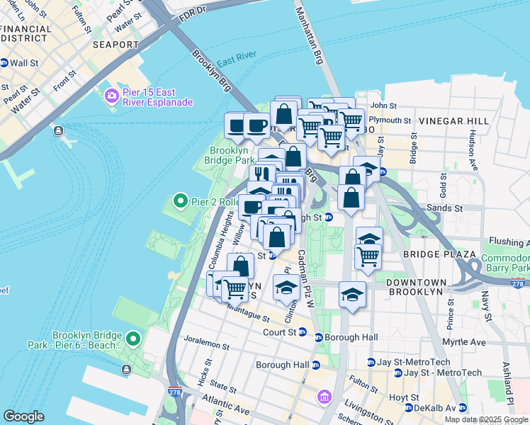map of restaurants, bars, coffee shops, grocery stores, and more near in Brooklyn