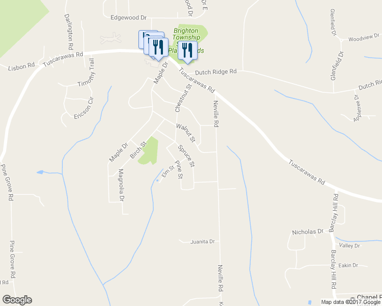 map of restaurants, bars, coffee shops, grocery stores, and more near 309 Spruce St in Beaver