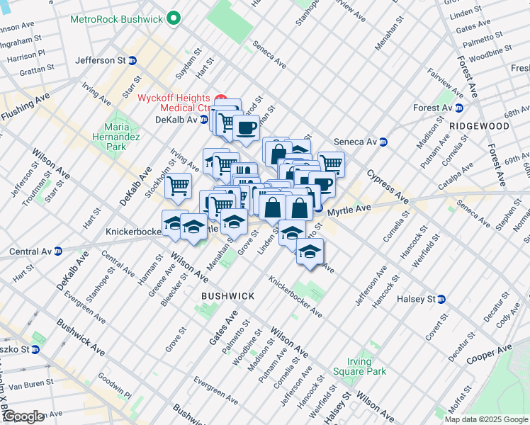 map of restaurants, bars, coffee shops, grocery stores, and more near in Brooklyn
