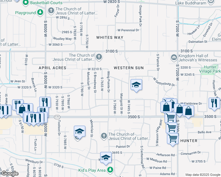 map of restaurants, bars, coffee shops, grocery stores, and more near 3341 South 7615 West in Magna