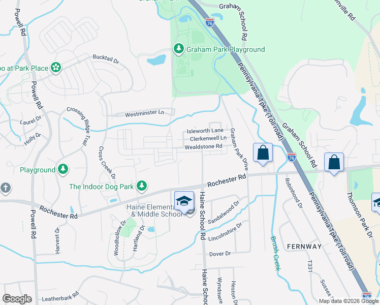map of restaurants, bars, coffee shops, grocery stores, and more near 319 Camden Lane in Cranberry Township