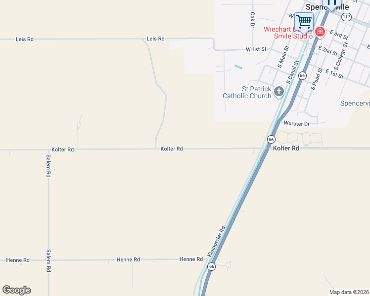 map of restaurants, bars, coffee shops, grocery stores, and more near 13821 Wilshire Rd in Spencerville