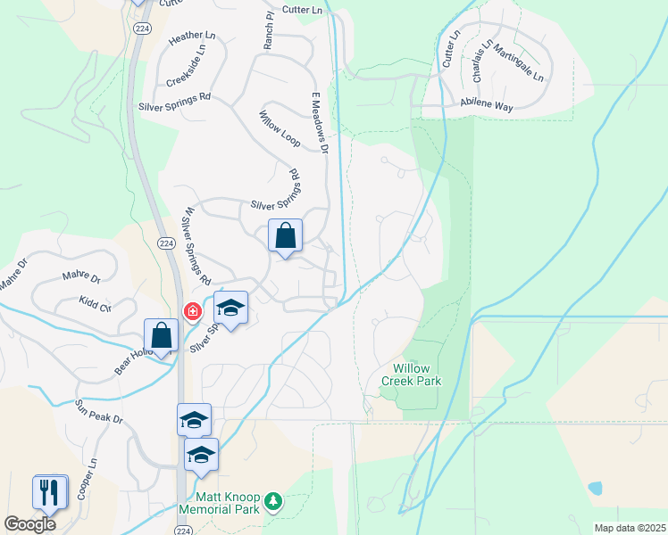 map of restaurants, bars, coffee shops, grocery stores, and more near 4740 West Silver Meadows Drive in Park City