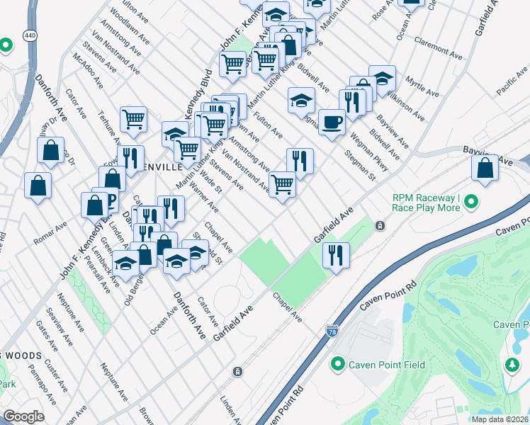 map of restaurants, bars, coffee shops, grocery stores, and more near 369 Ocean Avenue in Jersey City
