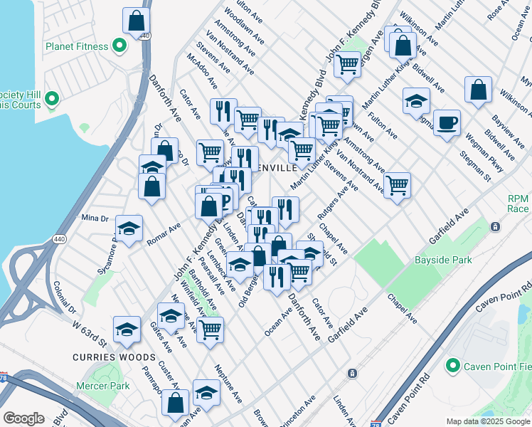 map of restaurants, bars, coffee shops, grocery stores, and more near 277 Old Bergen Road in Jersey City