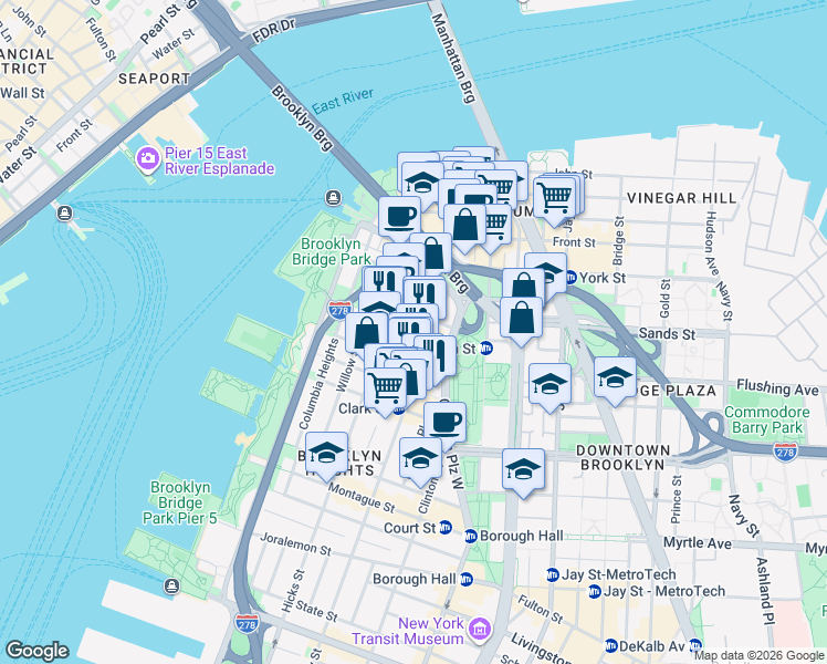 map of restaurants, bars, coffee shops, grocery stores, and more near 81 Orange Street in Brooklyn