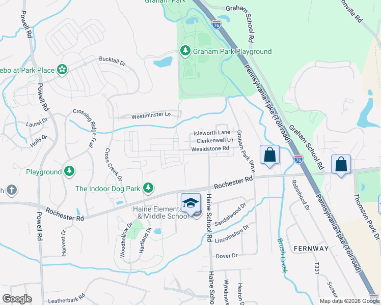 map of restaurants, bars, coffee shops, grocery stores, and more near 319 Camden Lane in Cranberry Township