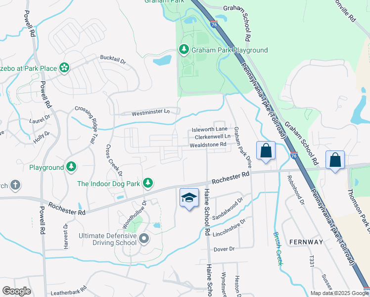 map of restaurants, bars, coffee shops, grocery stores, and more near 333 Wealdstone Road in Cranberry Township