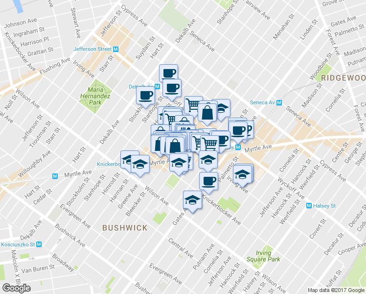 map of restaurants, bars, coffee shops, grocery stores, and more near in Brooklyn