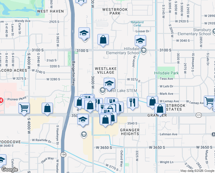 map of restaurants, bars, coffee shops, grocery stores, and more near 3509 West 3310 South in West Valley City