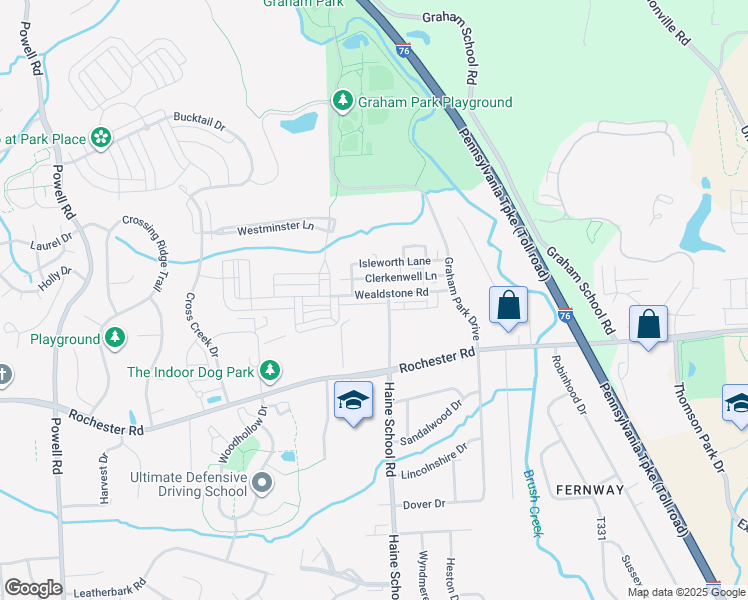 map of restaurants, bars, coffee shops, grocery stores, and more near 305 Wealdstone Road in Cranberry Township