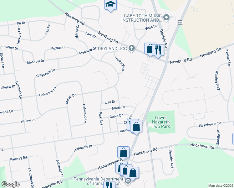 map of restaurants, bars, coffee shops, grocery stores, and more near 367 Hillcrest Avenue in Bethlehem