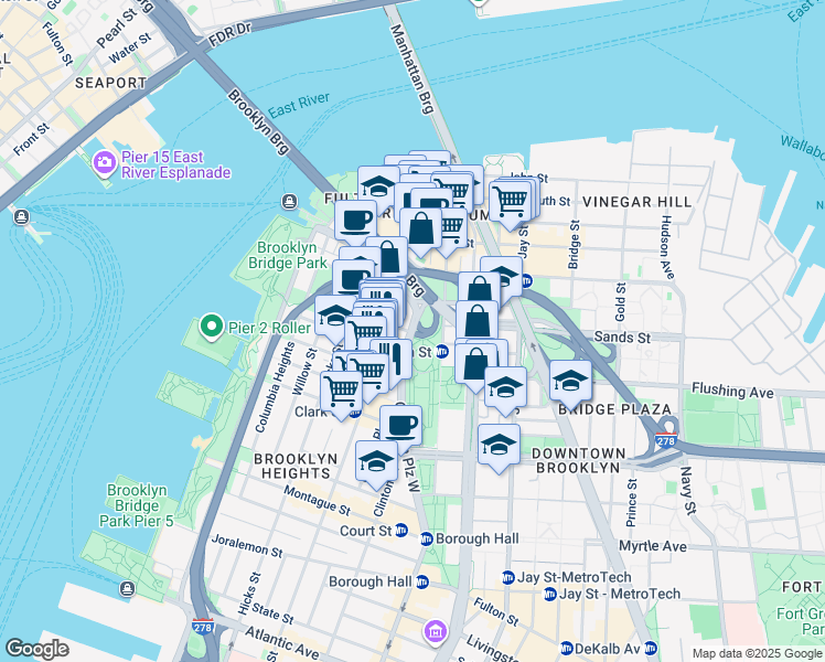 map of restaurants, bars, coffee shops, grocery stores, and more near in Brooklyn