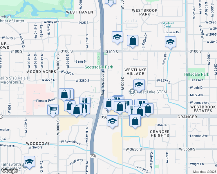 map of restaurants, bars, coffee shops, grocery stores, and more near 3321 South 3690 West in West Valley City