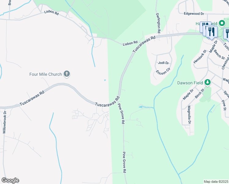 map of restaurants, bars, coffee shops, grocery stores, and more near 5910 Tuscarawas Road in Beaver
