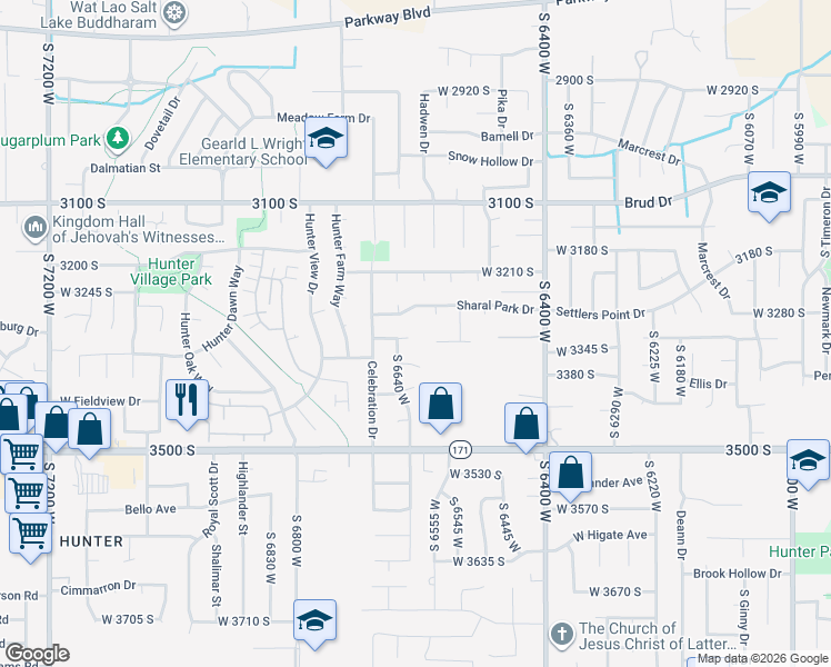 map of restaurants, bars, coffee shops, grocery stores, and more near 6616 Fanfare Court in Salt Lake City