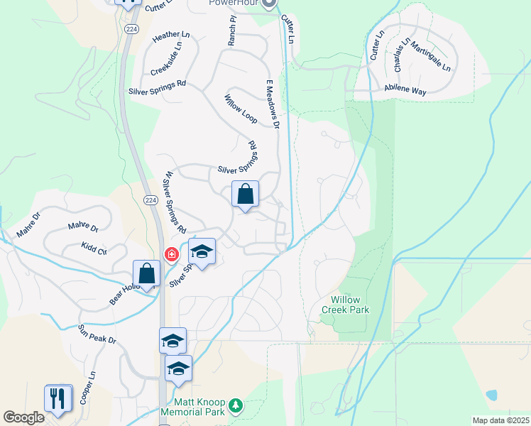 map of restaurants, bars, coffee shops, grocery stores, and more near 1376 West Silver Meadows Drive in Park City