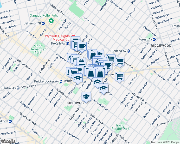 map of restaurants, bars, coffee shops, grocery stores, and more near in Brooklyn