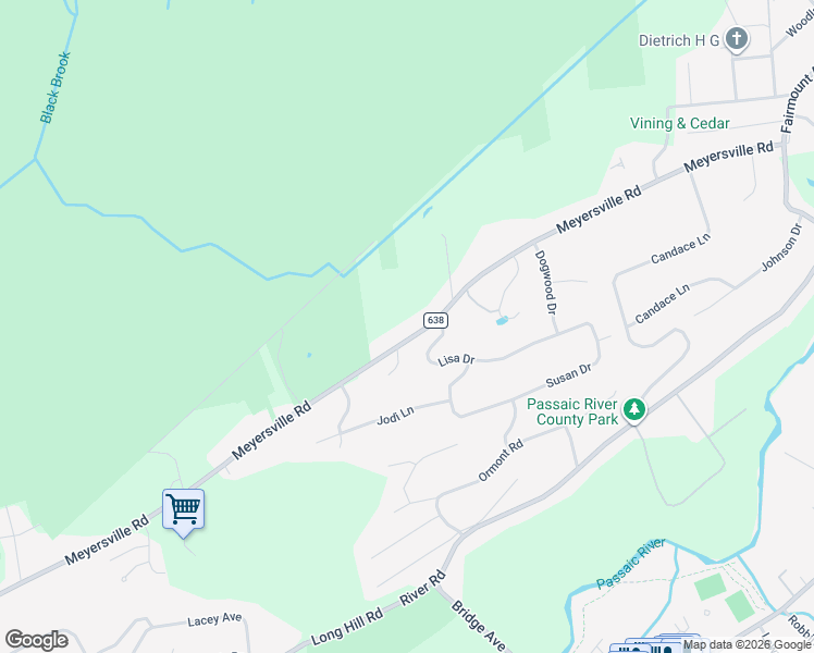 map of restaurants, bars, coffee shops, grocery stores, and more near 184 Meyersville Road in Chatham