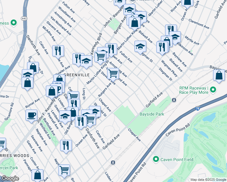 map of restaurants, bars, coffee shops, grocery stores, and more near 48 Wade Street in Jersey City