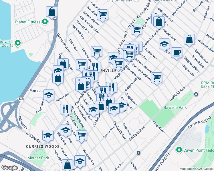 map of restaurants, bars, coffee shops, grocery stores, and more near 277 Old Bergen Road in Jersey City