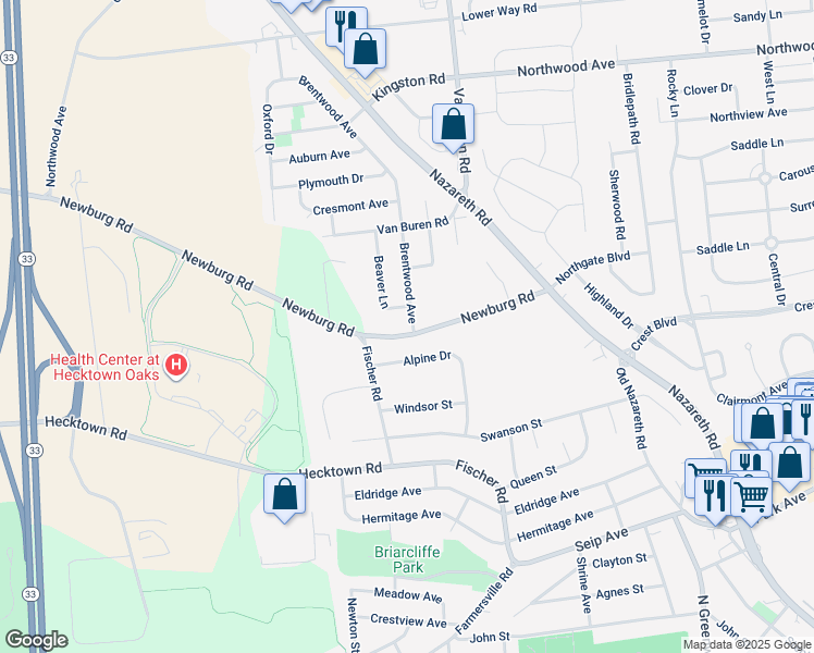 map of restaurants, bars, coffee shops, grocery stores, and more near 35 Alpine Drive in Easton