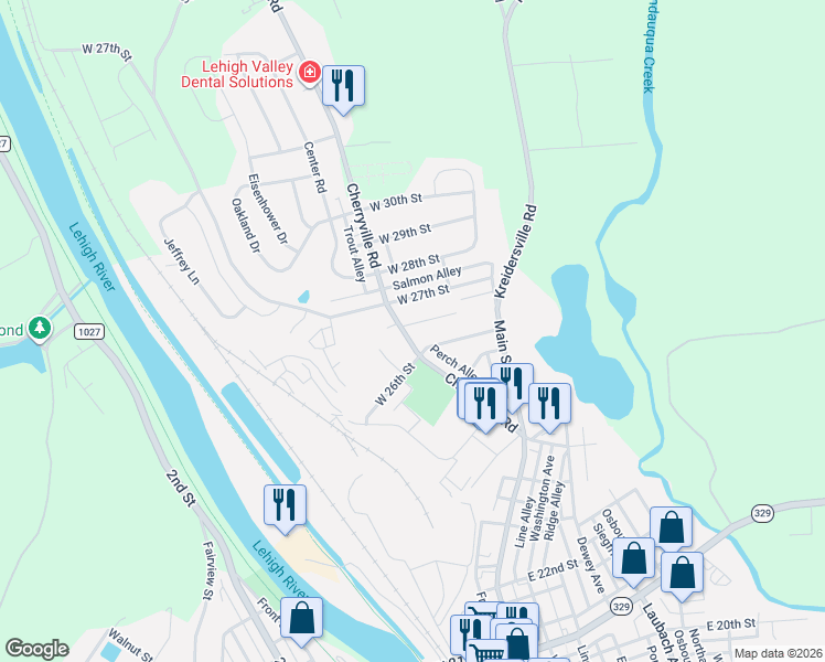 map of restaurants, bars, coffee shops, grocery stores, and more near 2604 Cherryville Road in Northampton