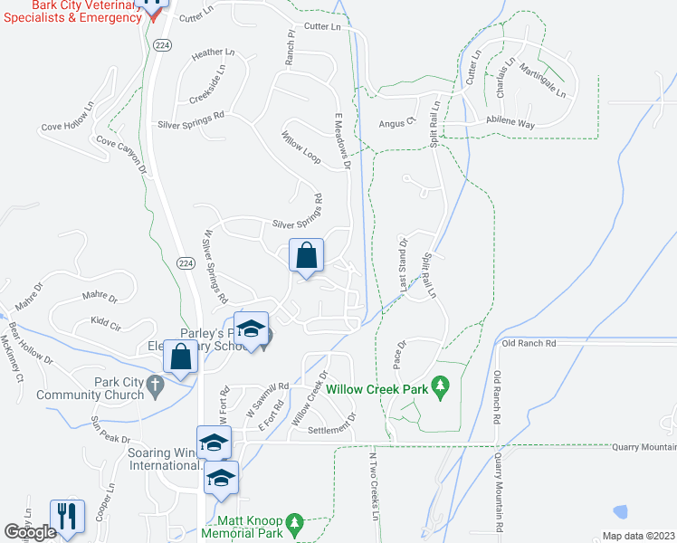 map of restaurants, bars, coffee shops, grocery stores, and more near 4805 Meadow Loop Road in Park City