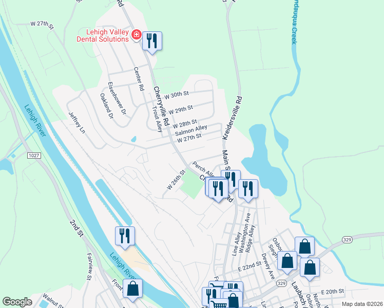 map of restaurants, bars, coffee shops, grocery stores, and more near 106 West 27th Street in Northampton