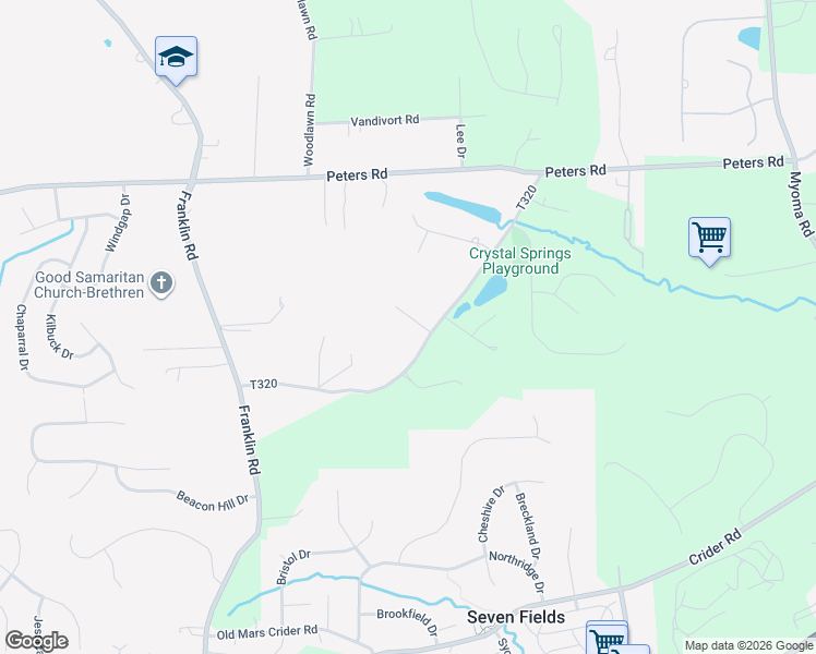 map of restaurants, bars, coffee shops, grocery stores, and more near 26 Burke Road in Cranberry Township