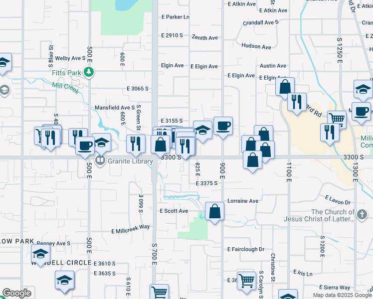 map of restaurants, bars, coffee shops, grocery stores, and more near 795 Jepson Avenue in Salt Lake City