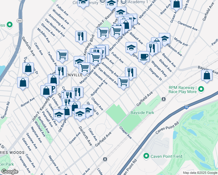 map of restaurants, bars, coffee shops, grocery stores, and more near 117 Van Nostrand Avenue in Jersey City