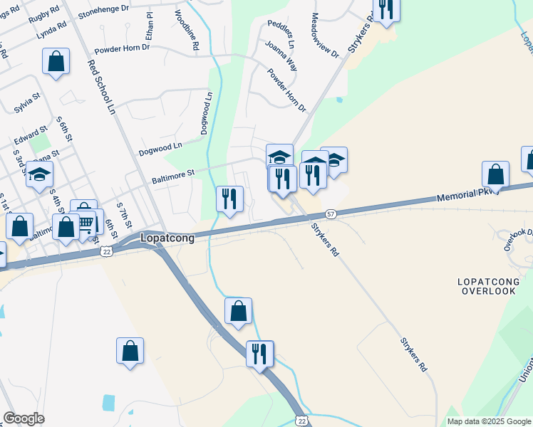 map of restaurants, bars, coffee shops, grocery stores, and more near in Phillipsburg