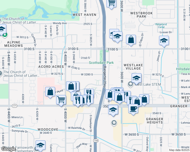 map of restaurants, bars, coffee shops, grocery stores, and more near 3795 West 3280 South in West Valley City
