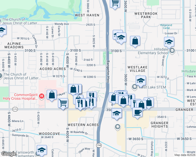map of restaurants, bars, coffee shops, grocery stores, and more near 3795 West 3280 South in West Valley City