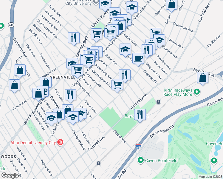 map of restaurants, bars, coffee shops, grocery stores, and more near 89 Van Nostrand Avenue in Jersey City