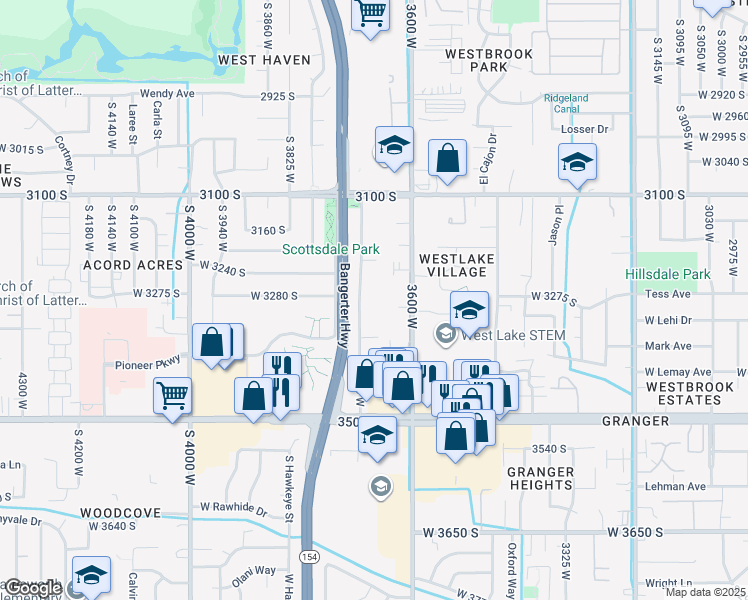 map of restaurants, bars, coffee shops, grocery stores, and more near 3289 S 3690 W in West Valley City
