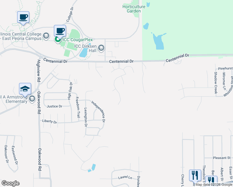 map of restaurants, bars, coffee shops, grocery stores, and more near 41 Country Lane in East Peoria