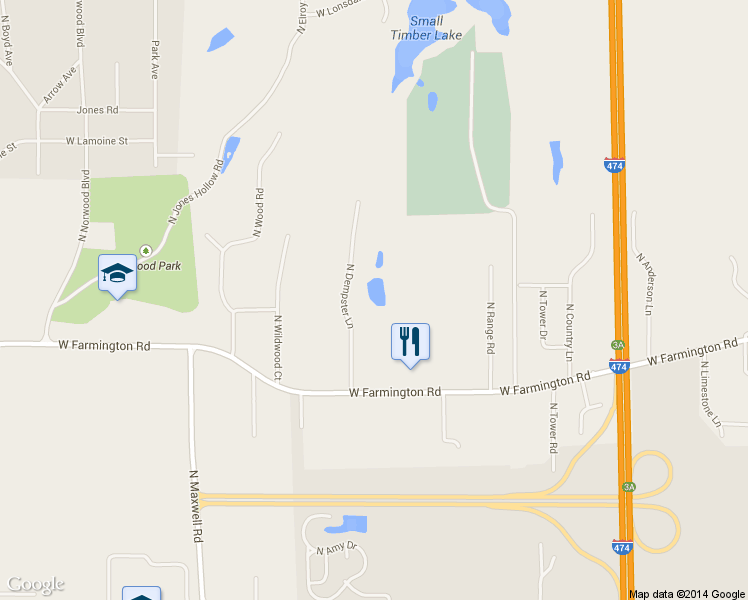 map of restaurants, bars, coffee shops, grocery stores, and more near 1022 North Dempster Lane in Peoria