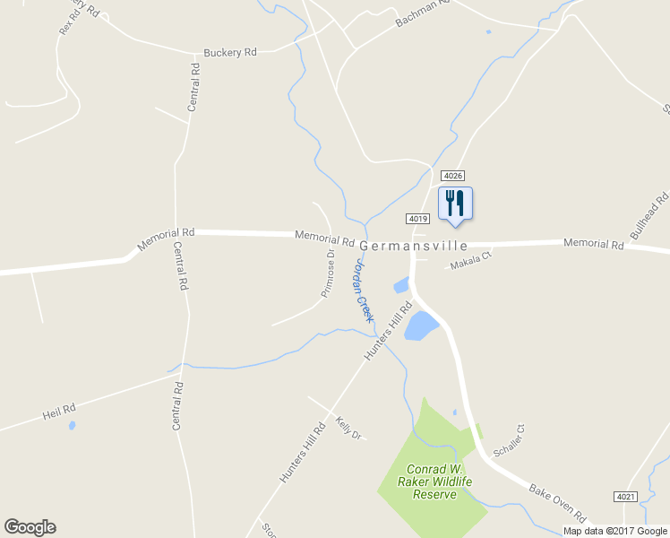 map of restaurants, bars, coffee shops, grocery stores, and more near 6098 Memorial Road in Germansville