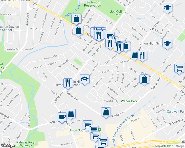 map of restaurants, bars, coffee shops, grocery stores, and more near 825 Remmos Avenue in Union