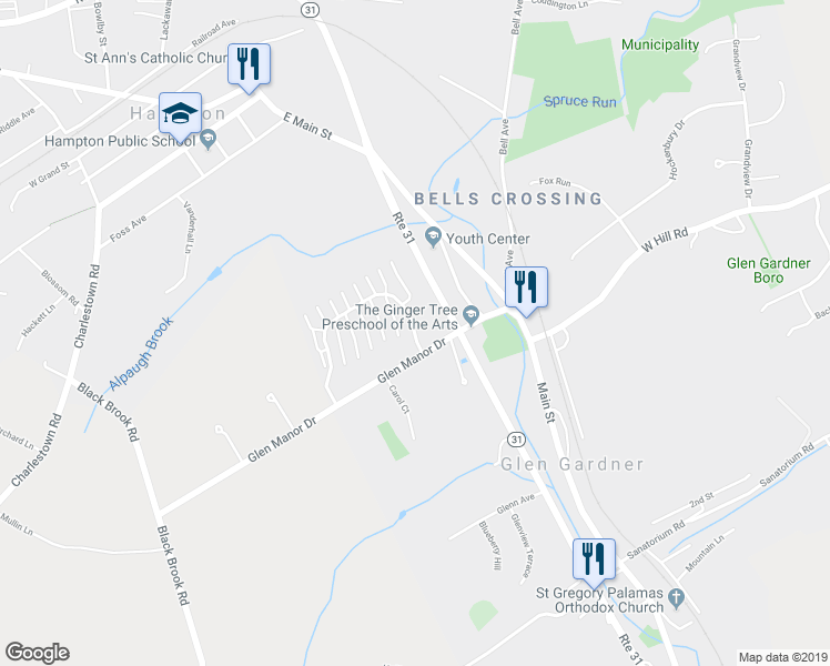 map of restaurants, bars, coffee shops, grocery stores, and more near 2028 Spruce Hills Drive in Glen Gardner