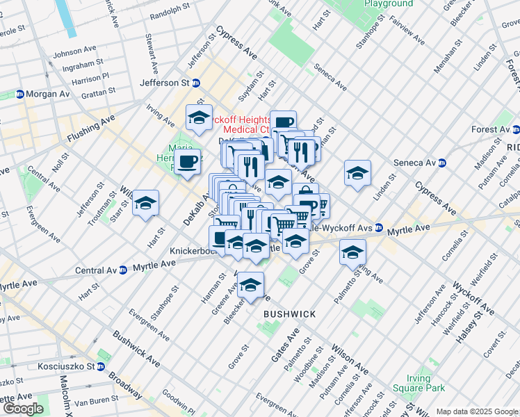 map of restaurants, bars, coffee shops, grocery stores, and more near in Brooklyn