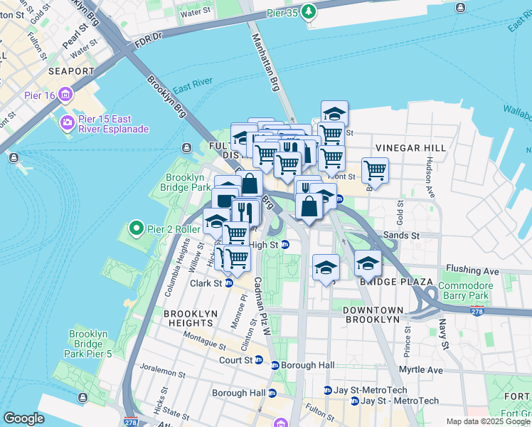 map of restaurants, bars, coffee shops, grocery stores, and more near in Brooklyn