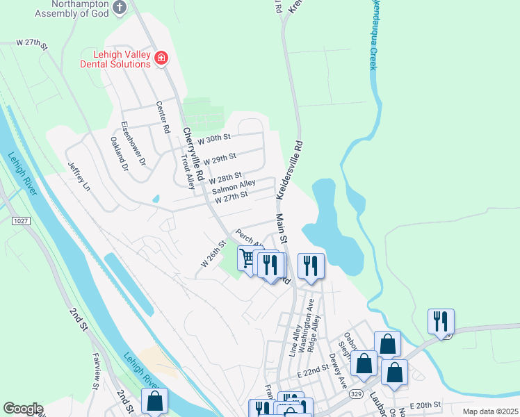 map of restaurants, bars, coffee shops, grocery stores, and more near 88 Meadow Lane in Northampton
